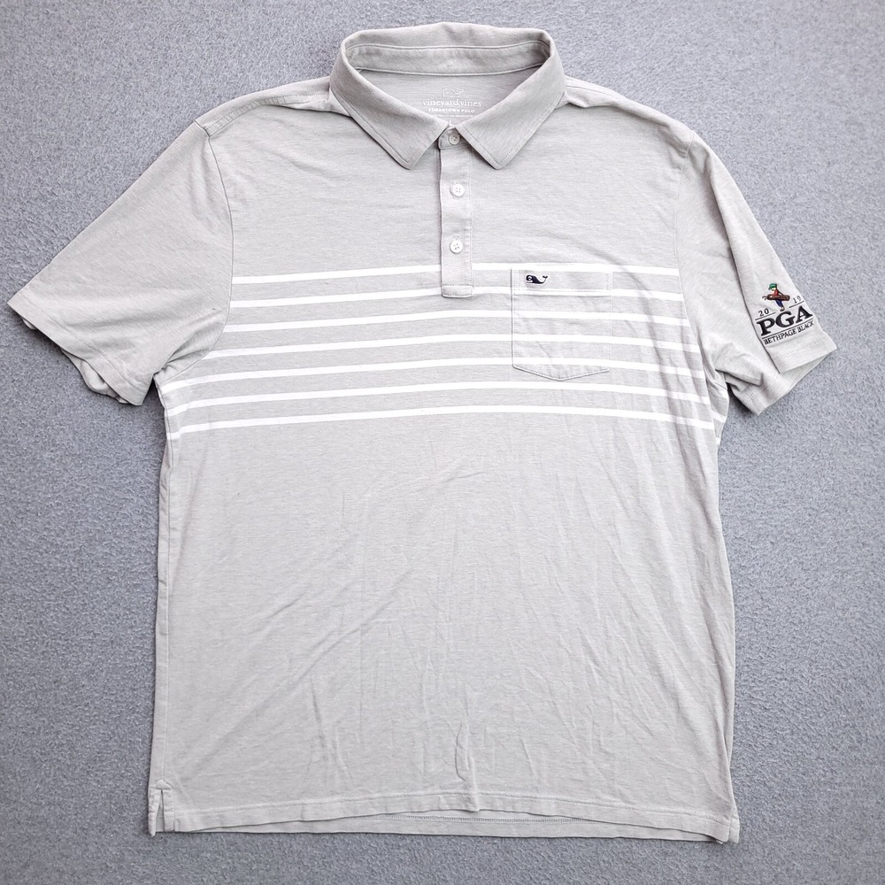 Vineyard Vines Edgartown Polo Shirt Large Golf Tech Performance Gray PGA Mens
